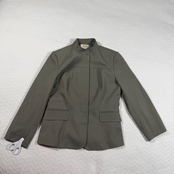 Vtg Talbots Mandarin Collar Jacket Blazer Khaki Petite Women Sz 6 Wool Blend USA - Picture 5 of 14